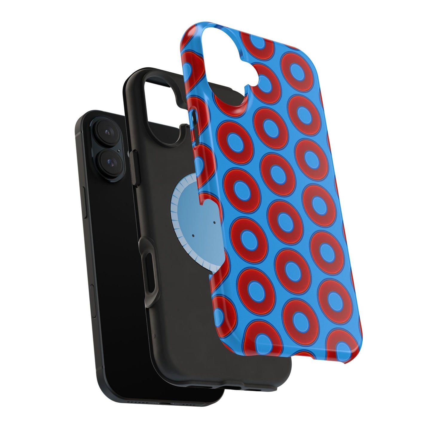 Magnetic Tough Donut Case - red vivid donut print w/sky royal blue background
