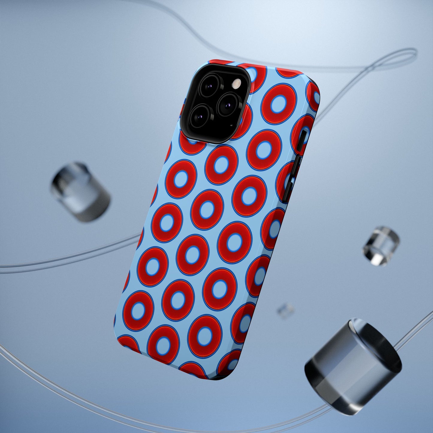Impact-Resistant Lumpy Donut Case - red vivid donut print w/sky blue background