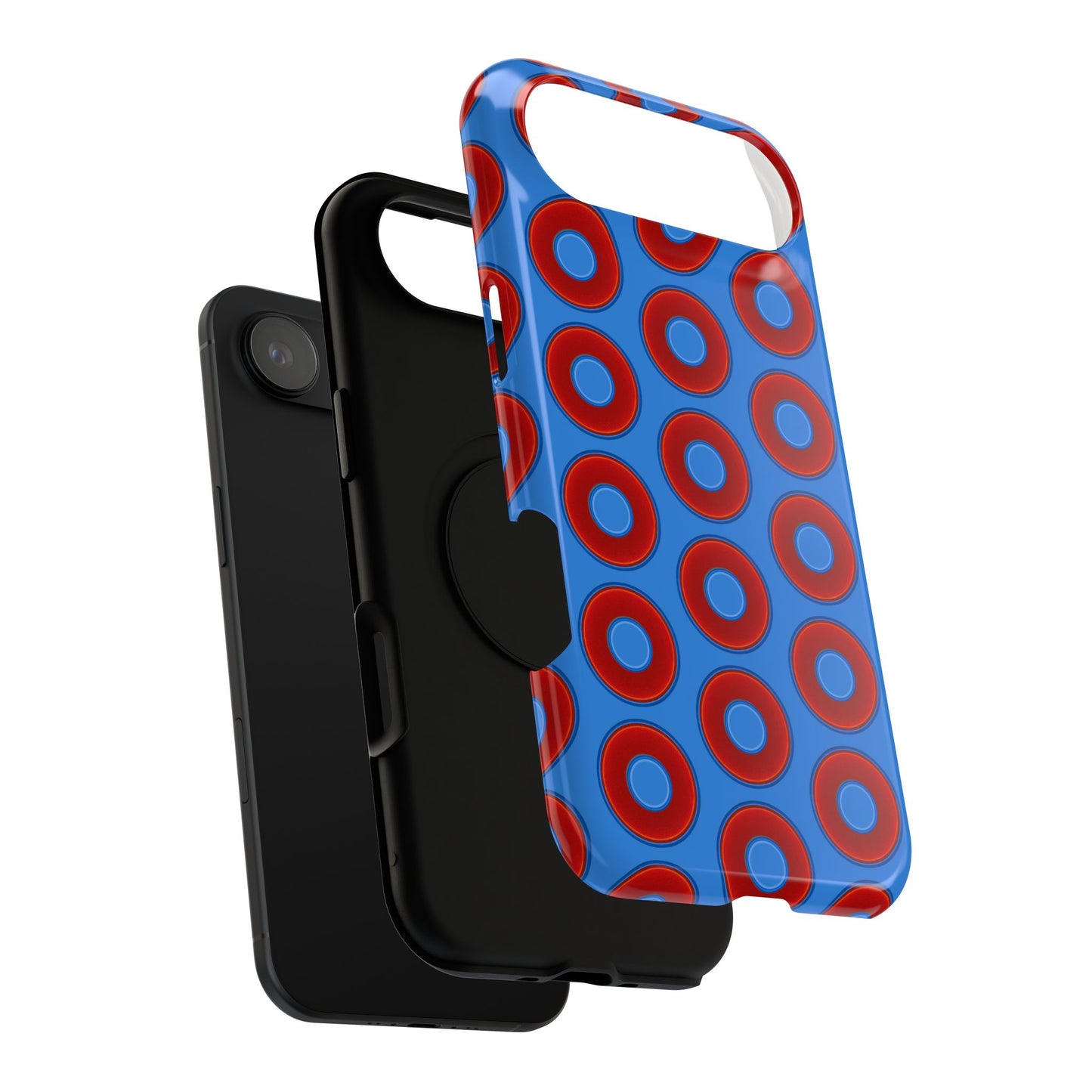 Impact-Resistant Lumpy Donut Case - red vivid donut print w/light royal blue background