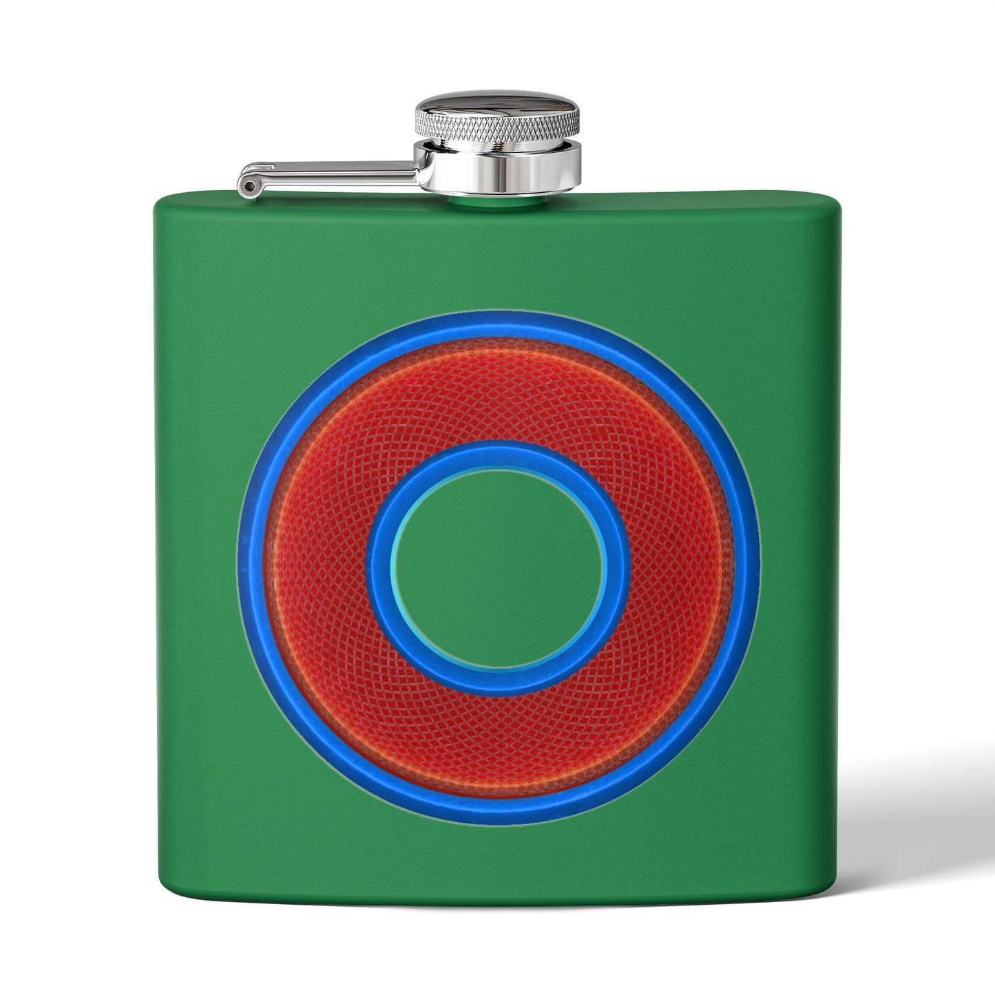 Lump's Donut Flask 6 oz - rustic red/blue donut - [*w/your choice of 6 backgrounds]