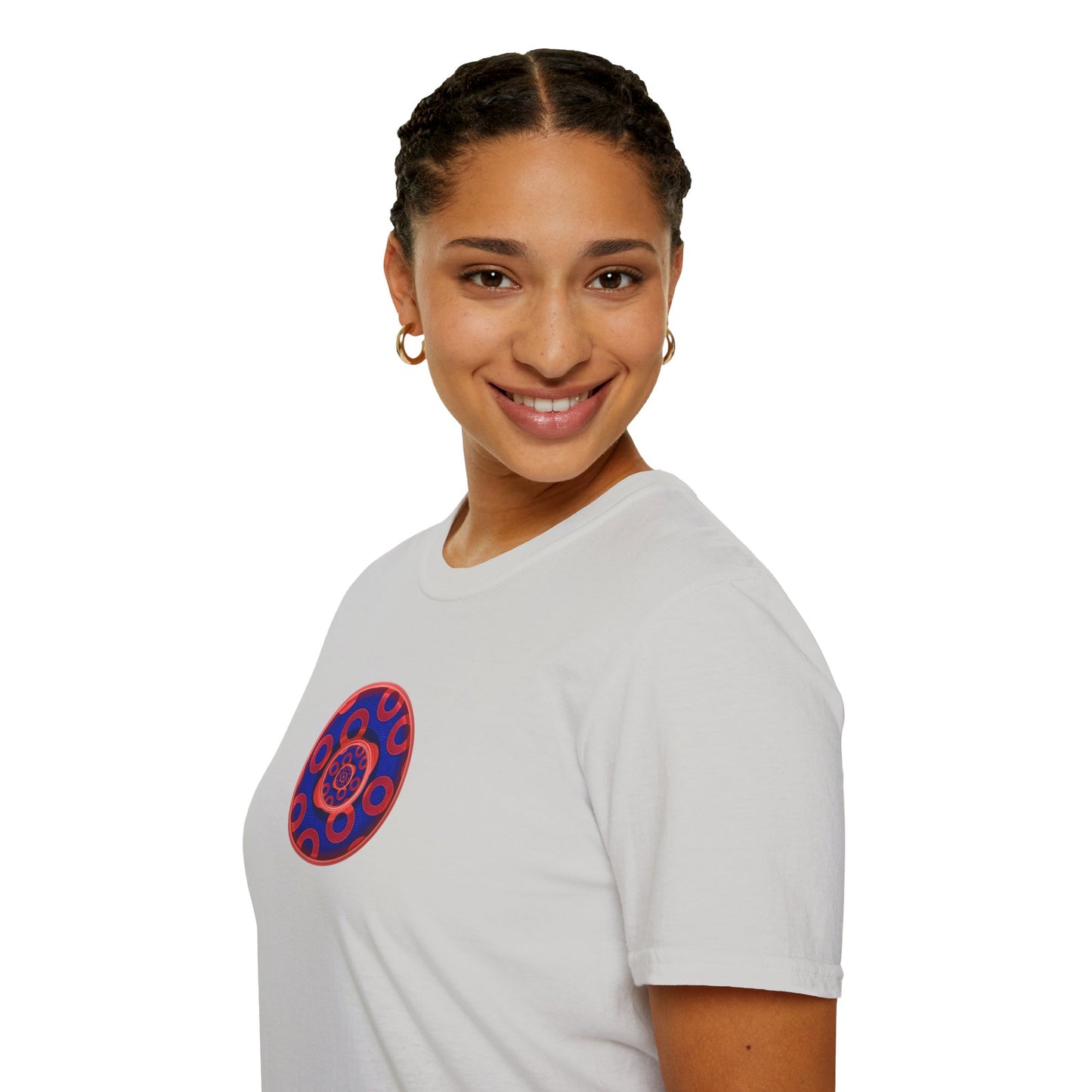 Classic Donut Tee - Unisex Soft-Style - "Kaleidoscope Abyss of Donut" - paradoxical print - variant 2 - series 1.0 - donut vortex - red/blue