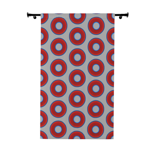 Lump's Heady Curtain w/Donuts - vivid red donut print - w/light gray background - [*1 Piece / 50" x 84"]
