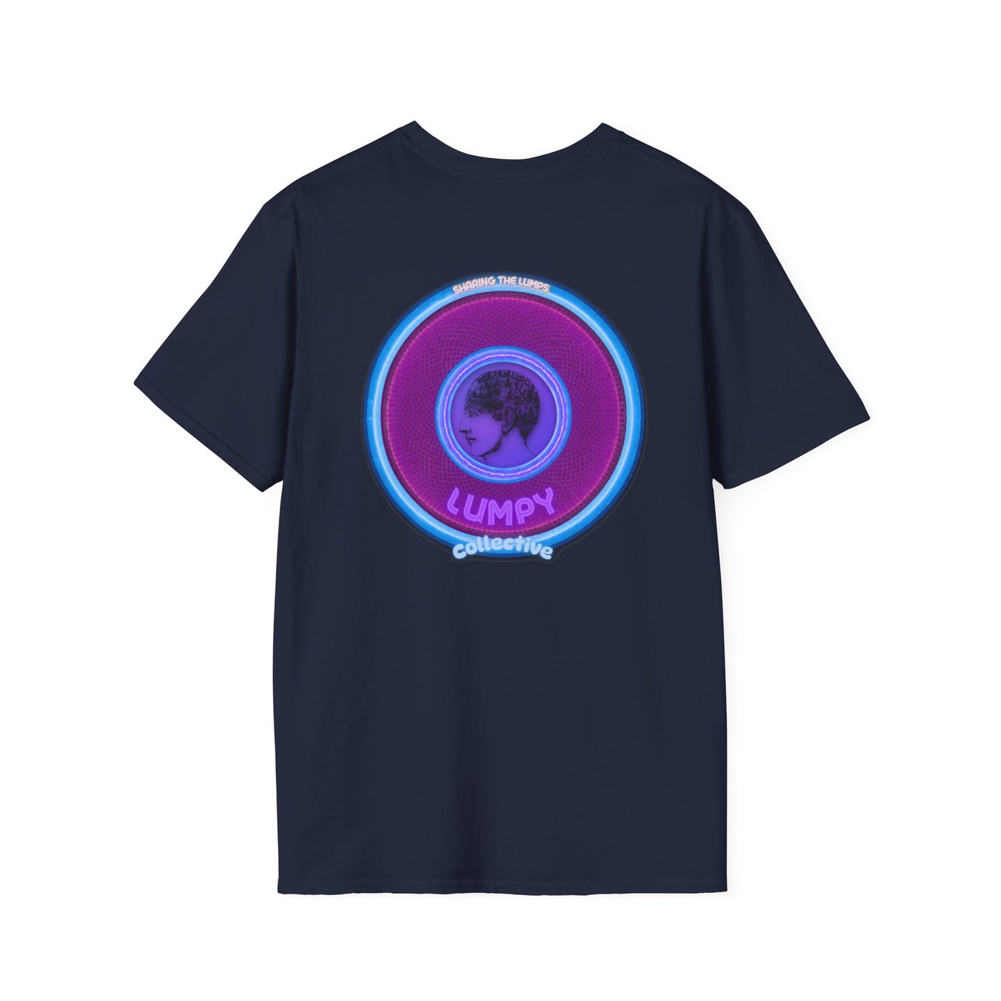 Classic Donut Tee - Unisex Soft-Style - "Lumpy Collective Donut" - rustic purple/light blue lumpy donut - variant 2