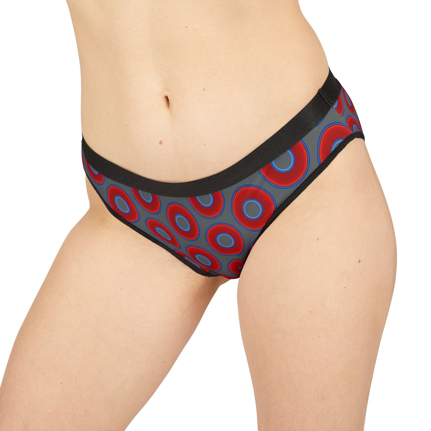 Lumpy Donut Underwear - vivid red donut print w/dark gray background