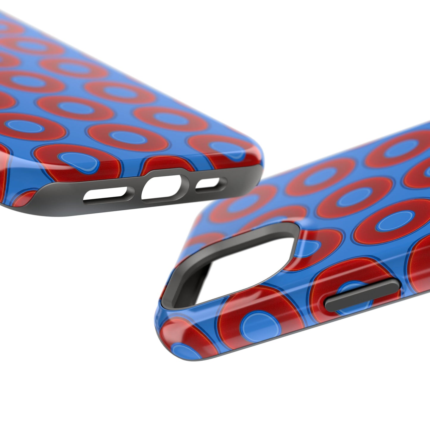 Magnetic Tough Donut Case - red vivid donut print w/light royal blue background
