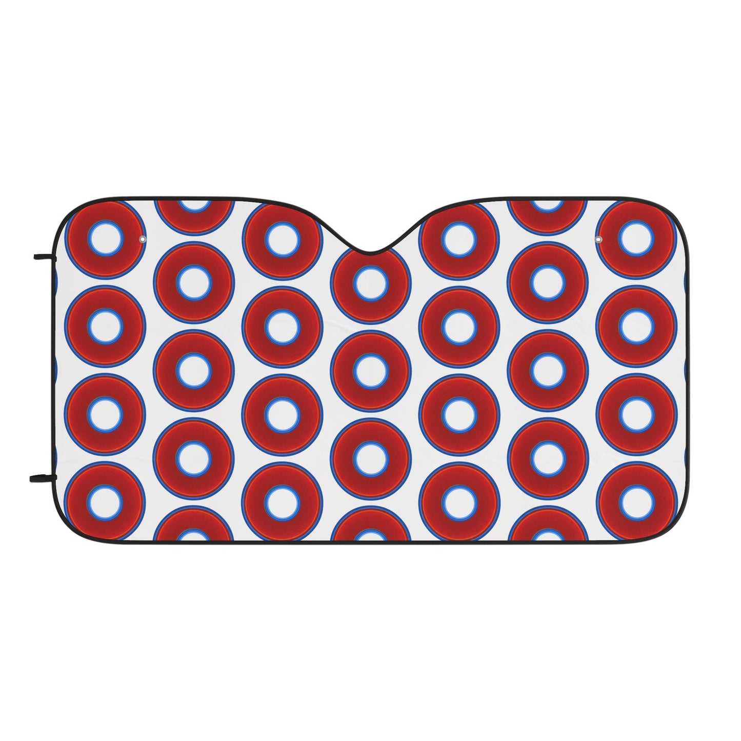 Automotive Donut Sun Shade - red vivid donuts w/white background