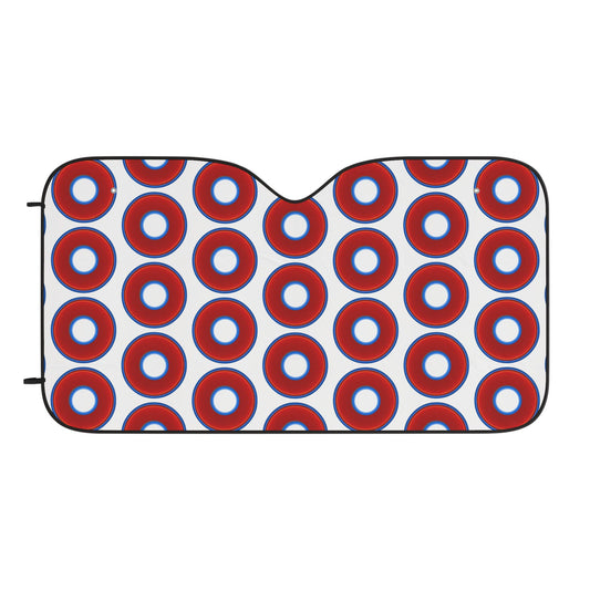 Automotive Donut Sun Shade - red vivid donuts w/white background