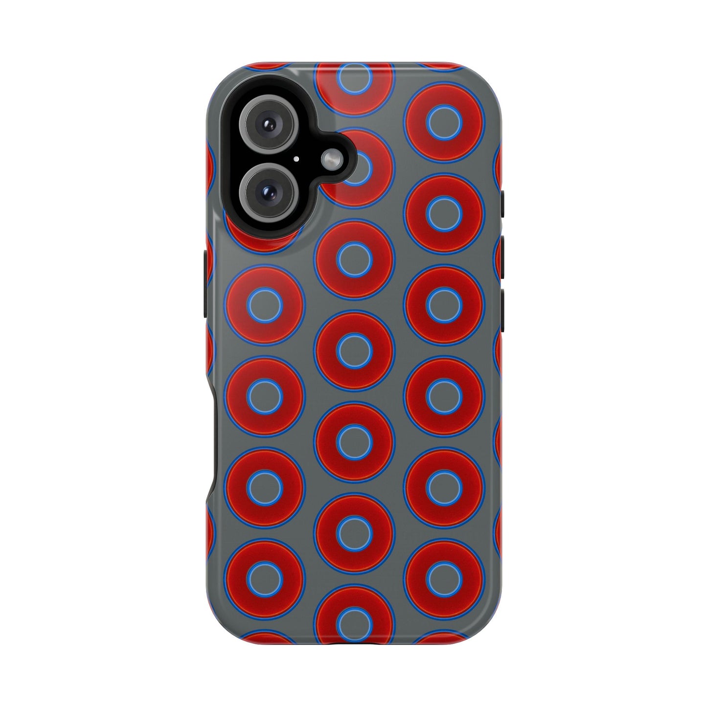 Impact-Resistant Lumpy Donut Case - red vivid donut print w/dark gray background