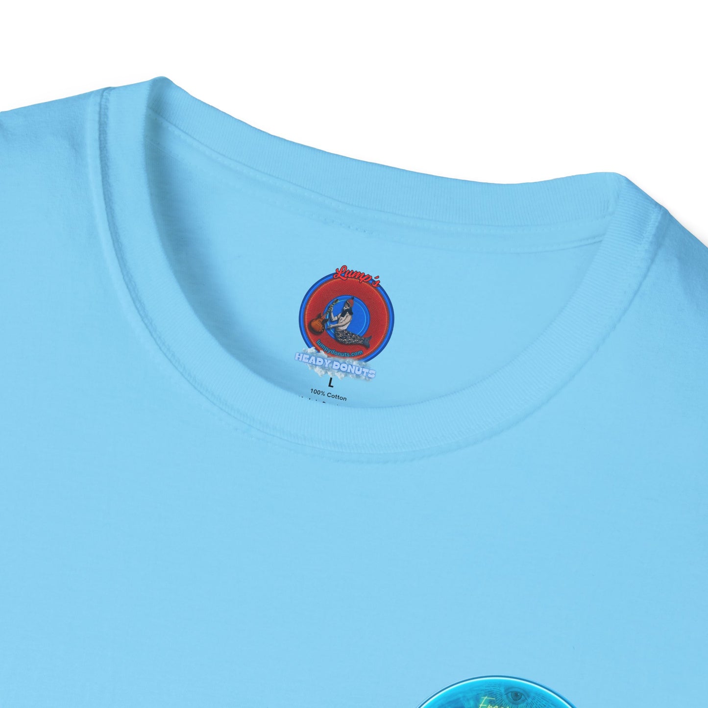 Classic Donut Tee - Unisex Soft-Style - "The Peering Donut of Opacity" - light blue idonut - variant 3