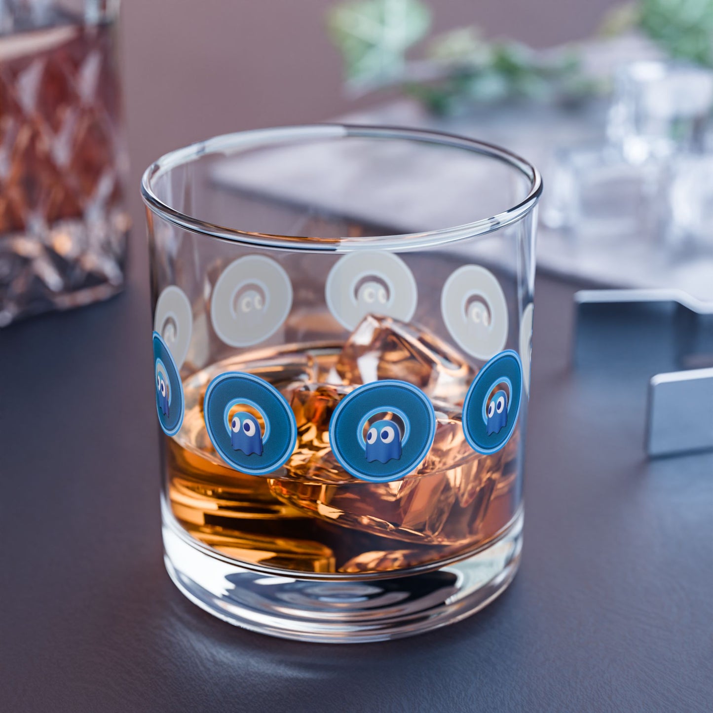 10oz Lumpy Rock Glass - "Story of the Rock Glass" - variant 2 - blue/light blue rustic donut