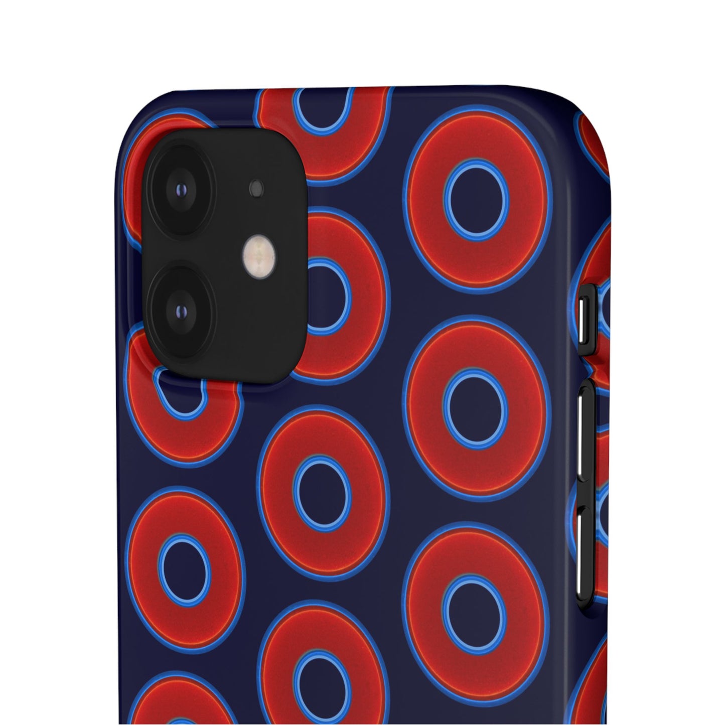 Lumpy Donut Snap Case - red vivid donut print w/midnight blue background