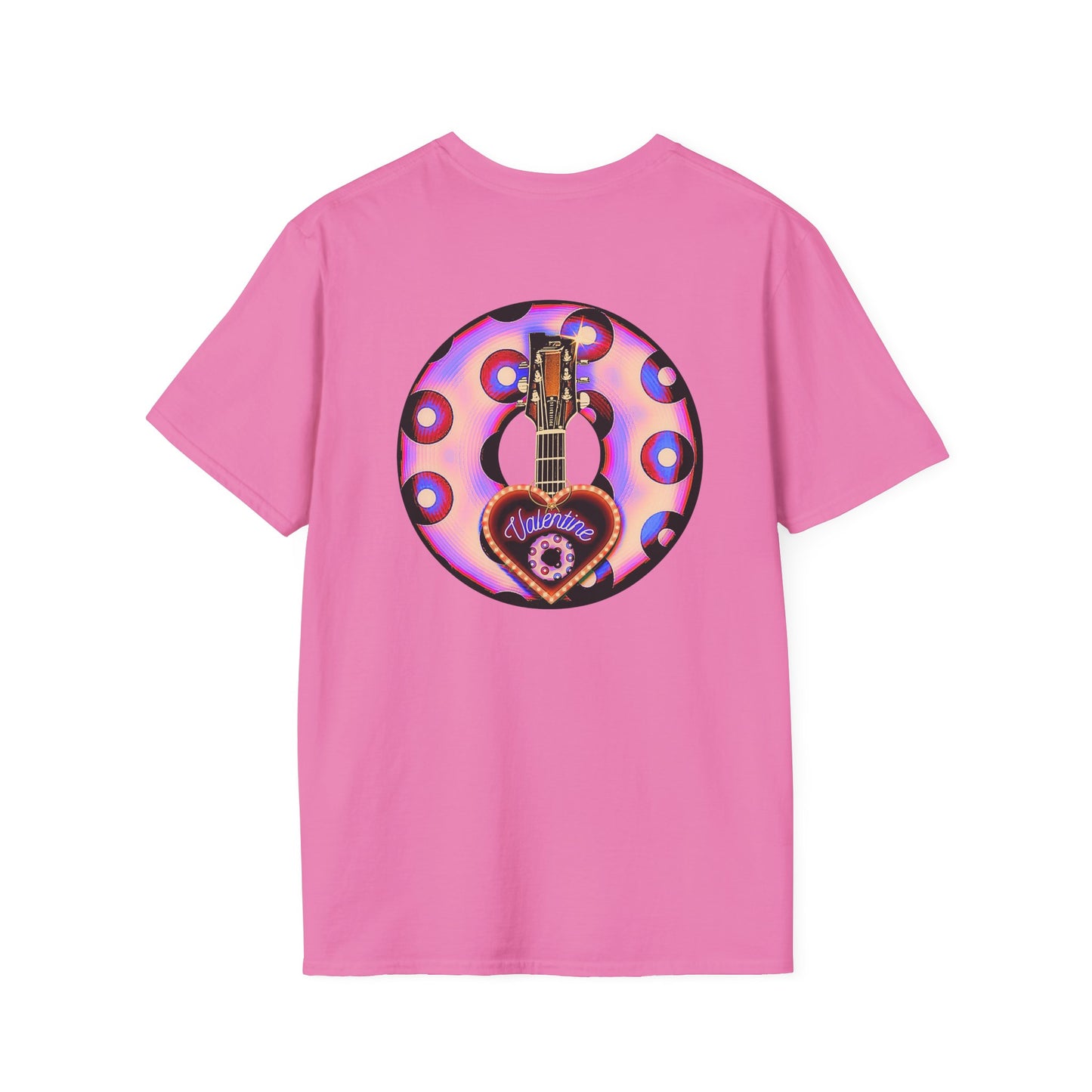 Classic Donut Tee - Unisex Soft-Style - "Would You Be My Donut?" - paradoxical faded purple/red donut - variant 3