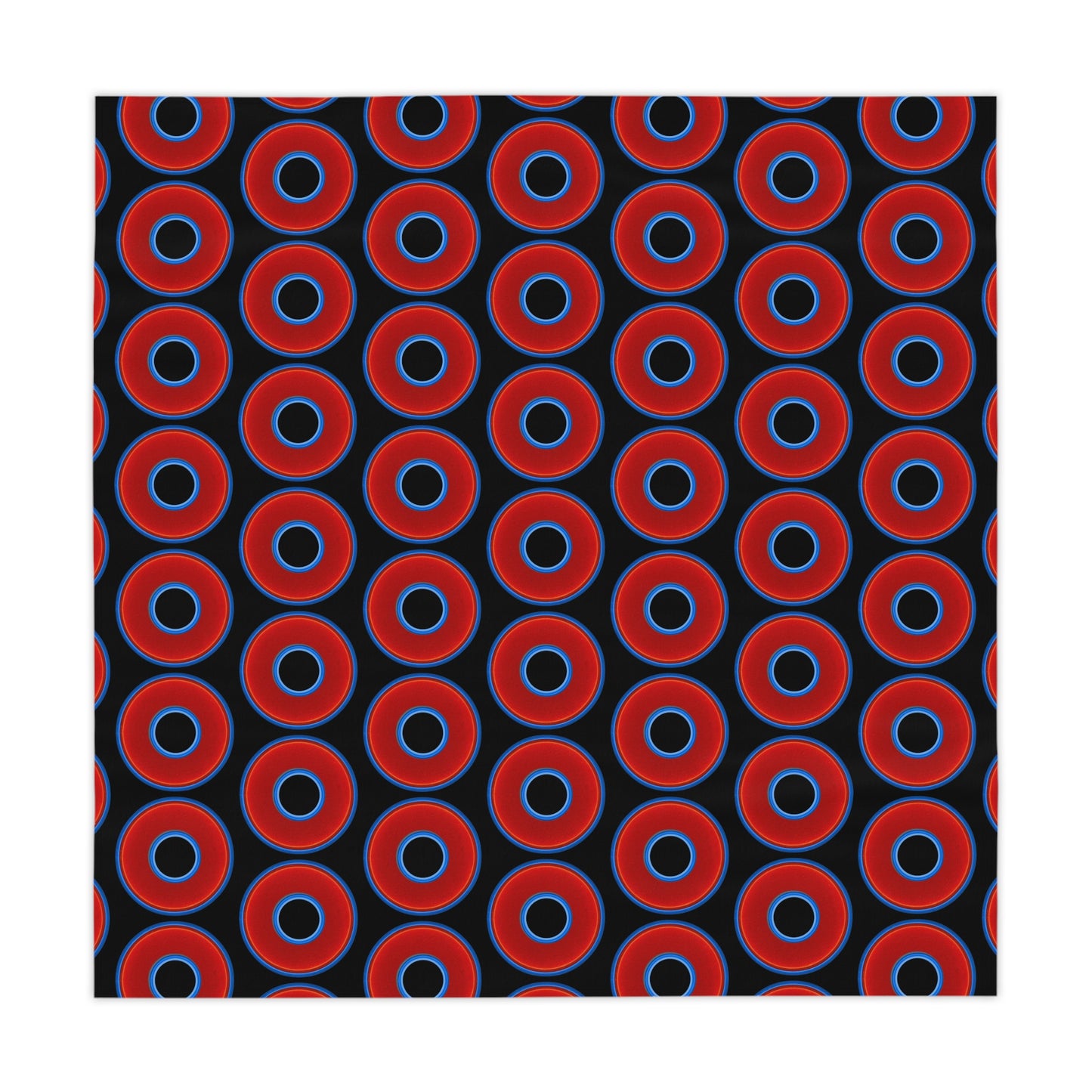 Lumpy Tablecloth - 55.1" x 55.1" - vivid red donuts w/black background
