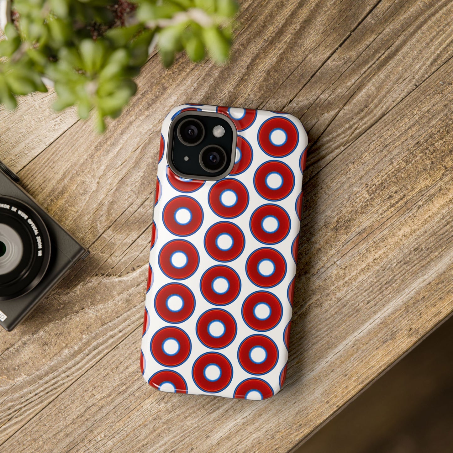 Magnetic Tough Donut Case - red vivid donut print w/white background