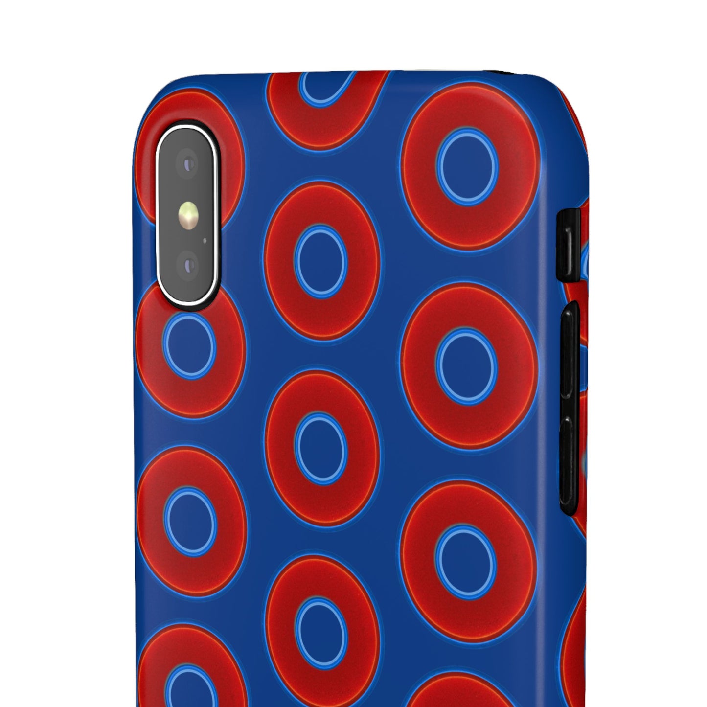 Lumpy Donut Snap Case - red vivid donut print w/dark blue background