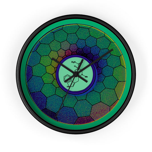 Lumpy Wall Clock - "Dr. Albert Hofmann's Donut" - variant 3 - green hexadonut w/jade green background