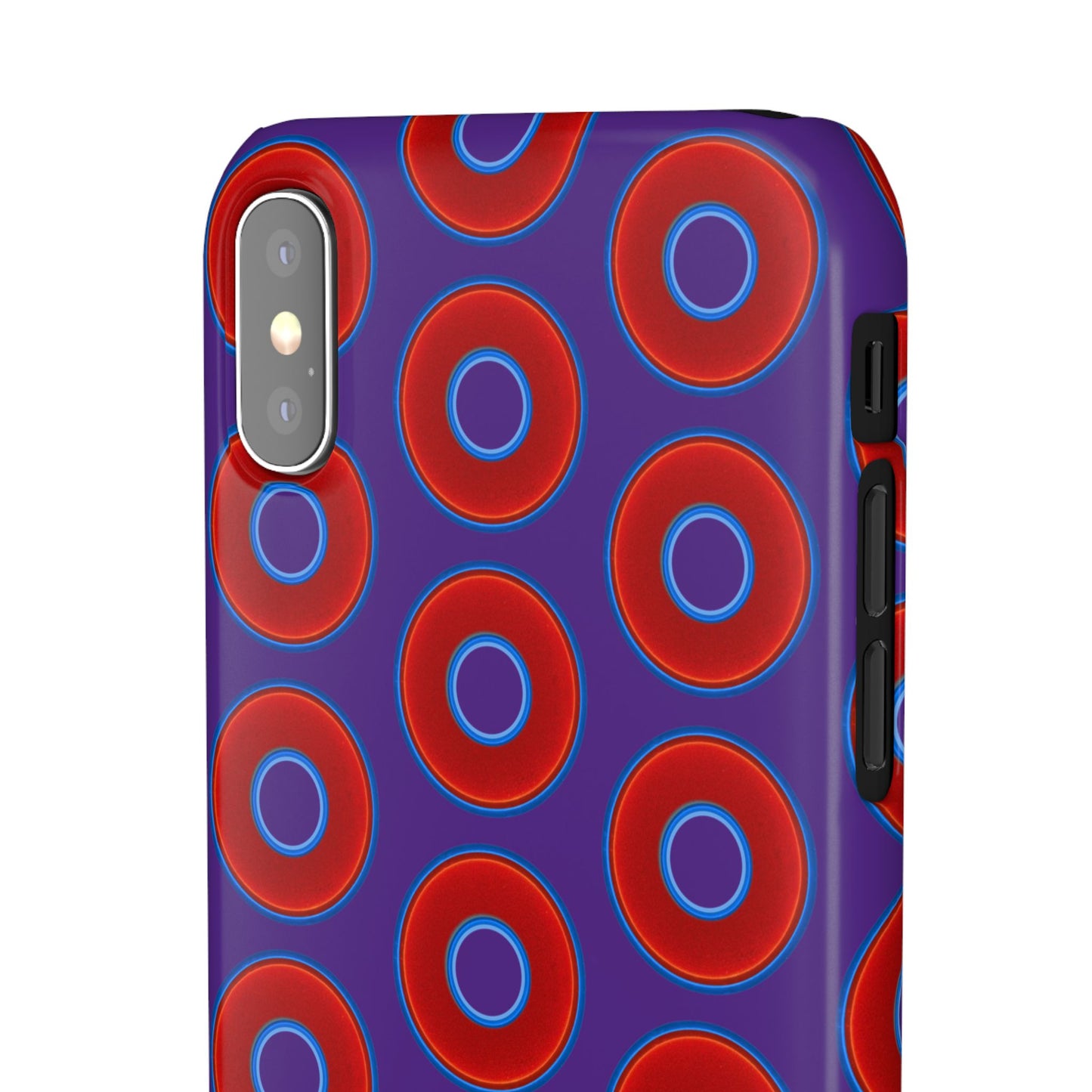 Lumpy Donut Snap Case - red vivid donut print w/dark purple background