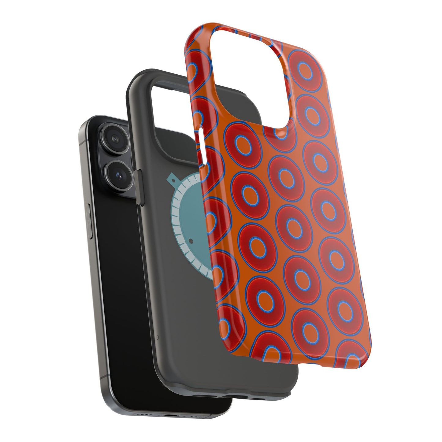 Magnetic Tough Donut Case - red vivid donut print w/dark orange background