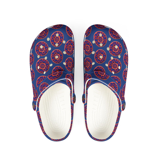Spatchcocks - donut slip-on shoes - paradoxical kaleidoscope donuts w/dark blue background [unisex]