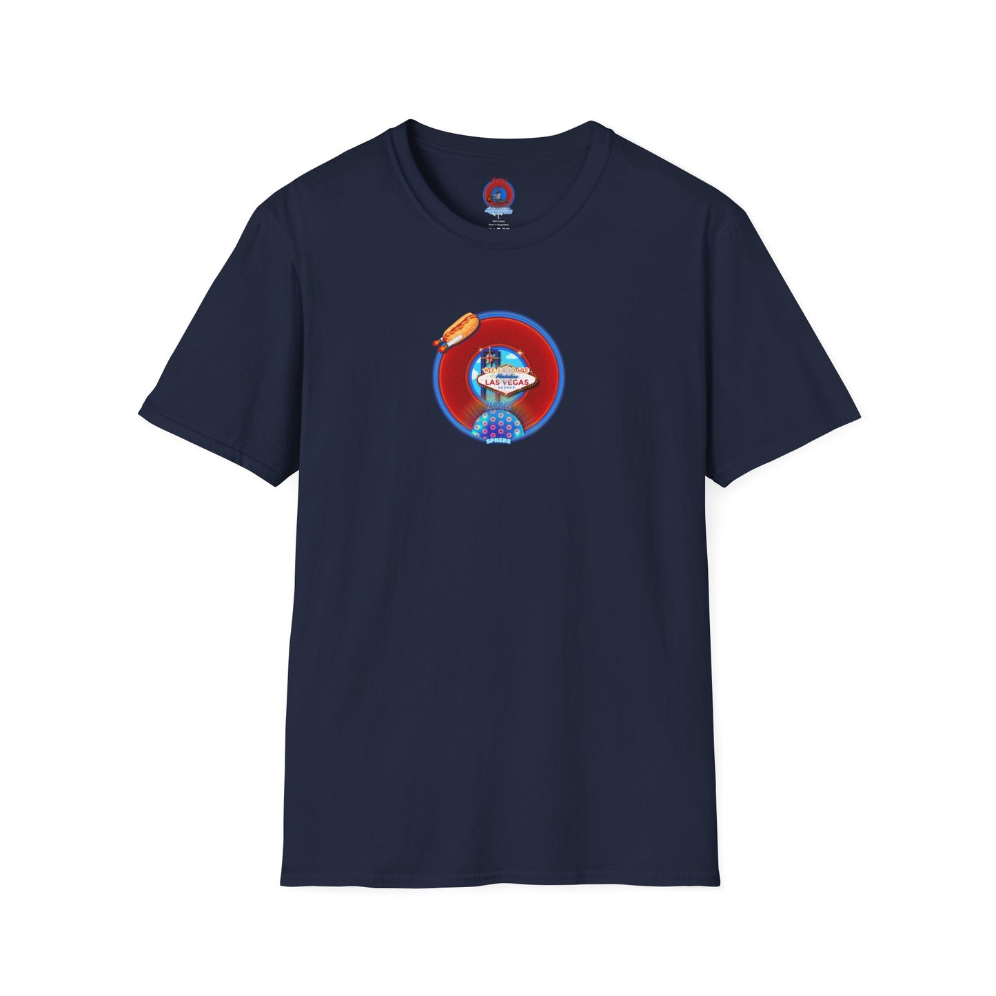 Classic Donut Tee - Unisex Soft-Style - "Viva Las Vegas Donut" -  vivid red donut w/raw dogger - variant 4