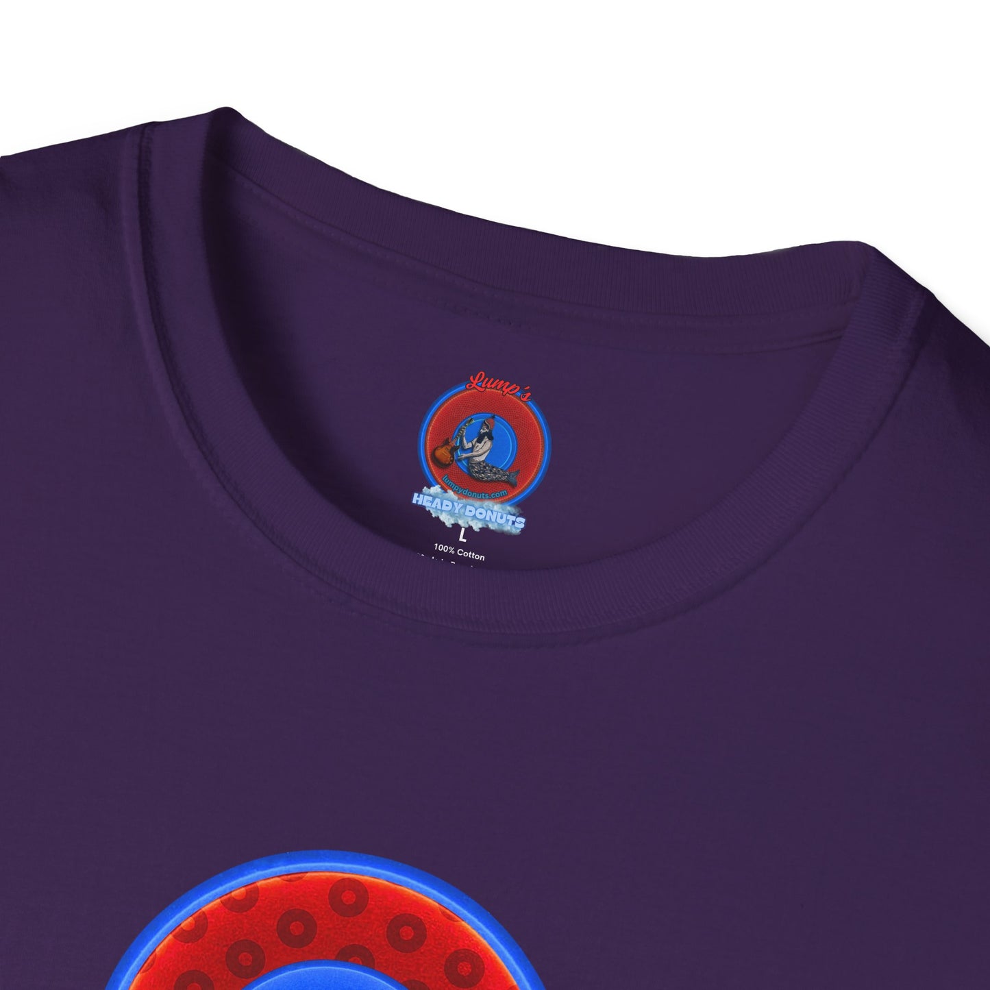 Classic Donut Tee - Unisex Soft-Style - "Read the F'ing Donut Book" - paradoxical widemouthed red/blue donut - variant 2