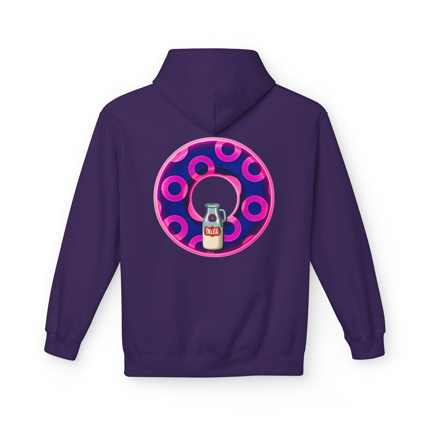 Fleece Harry Hoodies [Midweight Soft-style] - "Wooked Cream Dairy - YEMSG Donut" - blue/magenta rustic paradox donut - variant 5
