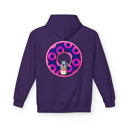 Fleece Harry Hoodies [Midweight Soft-style] - "Wooked Cream Dairy - YEMSG Donut" - blue/magenta rustic paradox donut - variant 5
