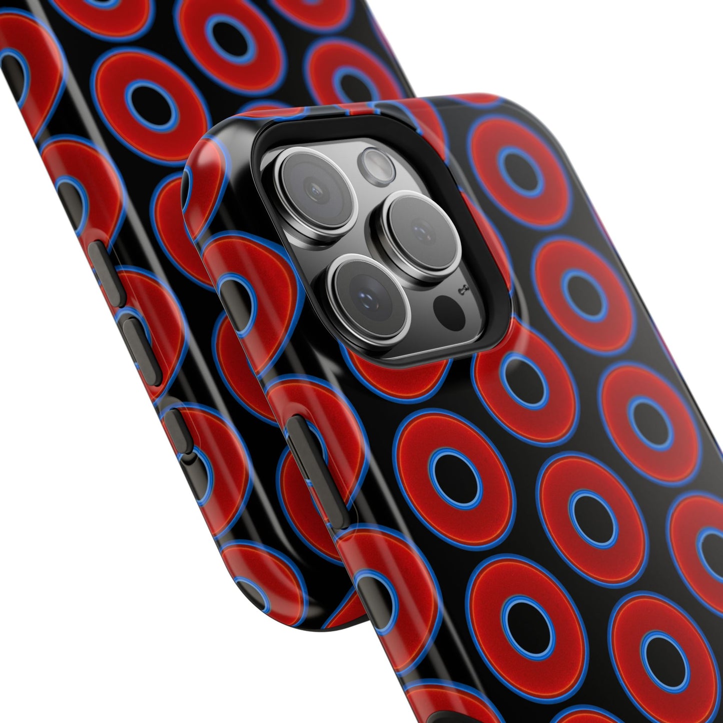 Magnetic Tough Donut Case - red vivid donut print w/black background