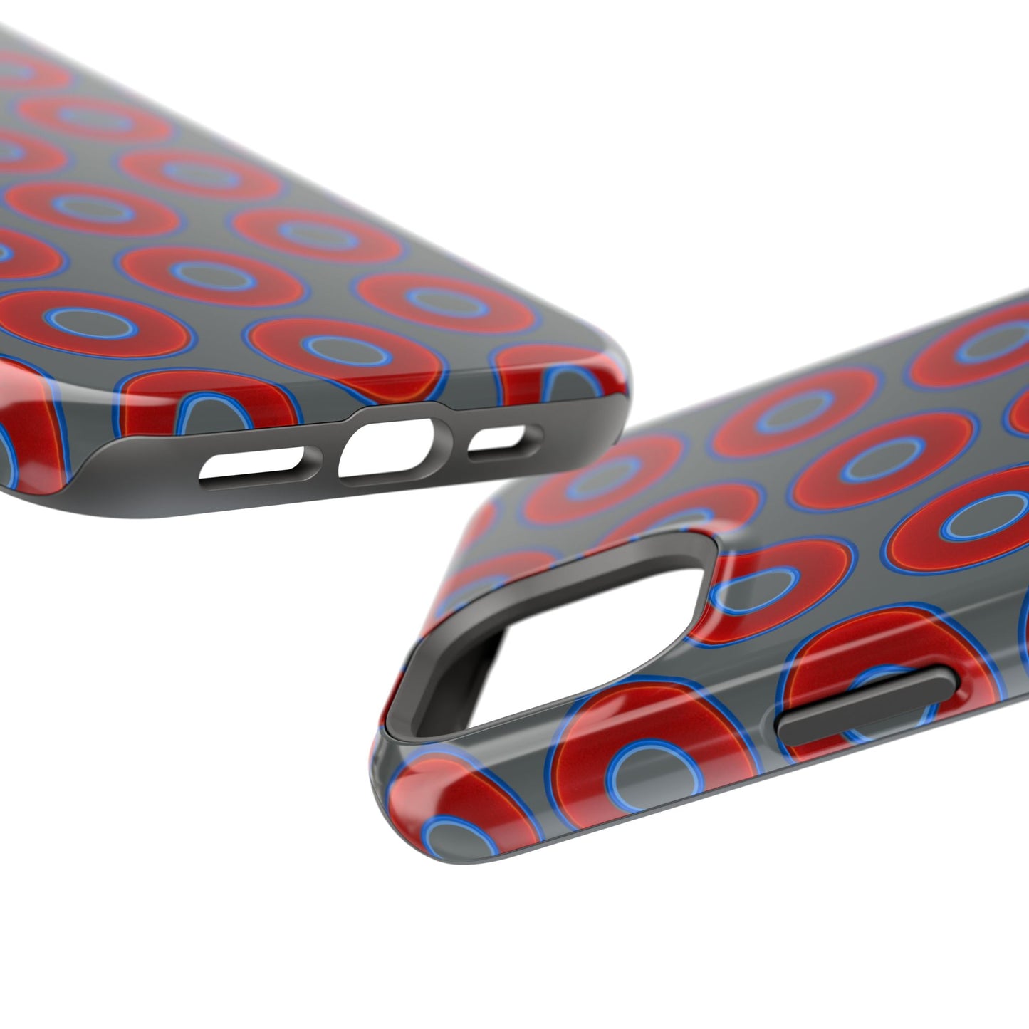 Impact-Resistant Lumpy Donut Case - red vivid donut print w/dark gray background