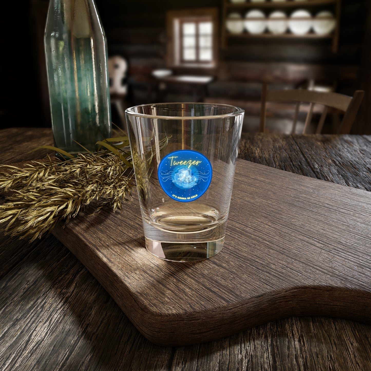 Bad Fishy Too - "Uncle Ebenezer's Shot Glass" - Shot Glass, 1.5oz - vivid blue donut