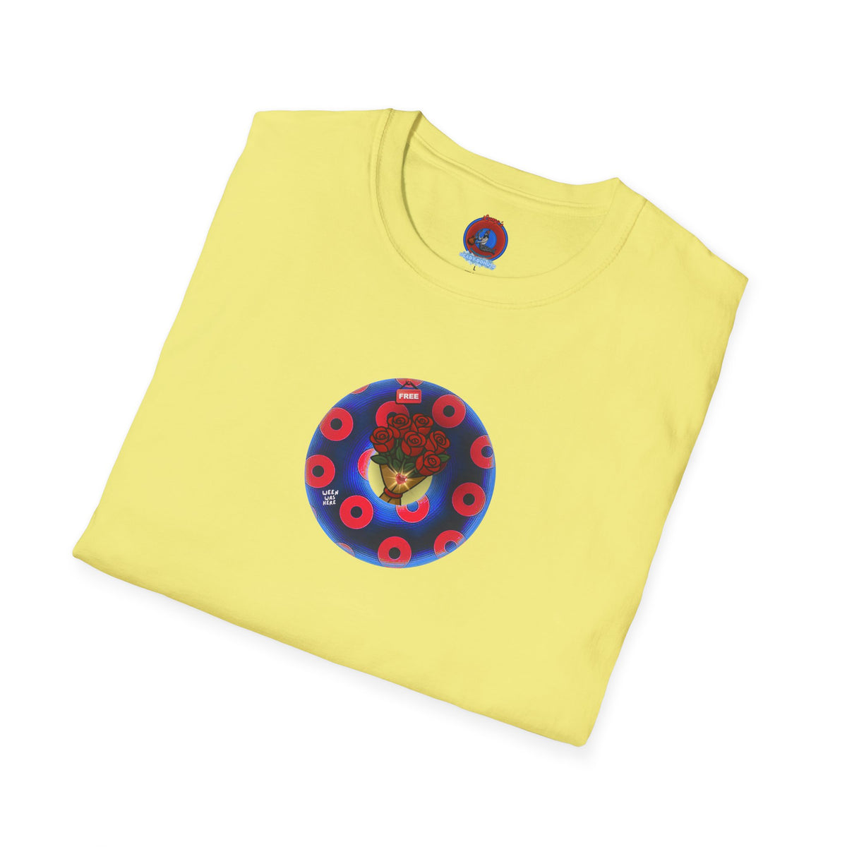 Classic Donut Tee - Unisex Soft-Style - "Donuts of Phreedom" - red/blue paradoxical blimpy donut