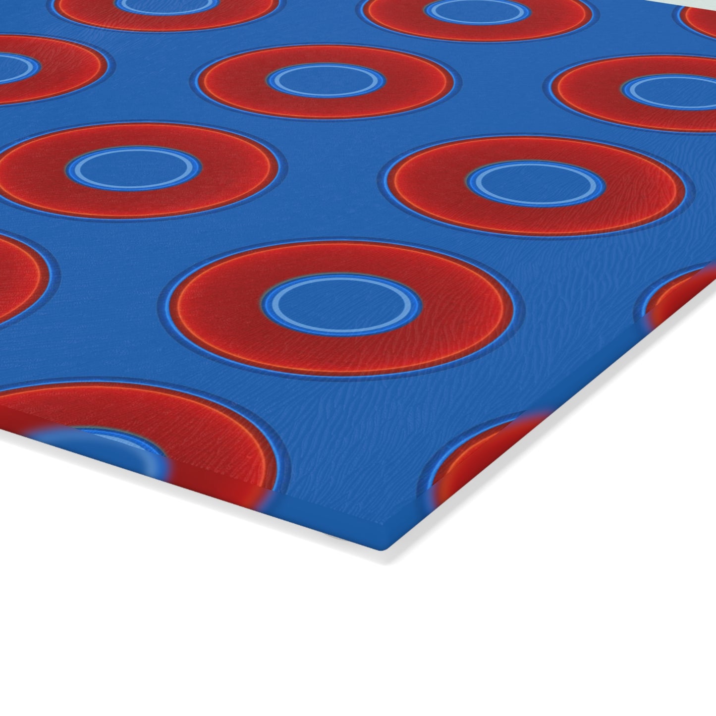 My Friend's Cutting Board - vivid red donuts w/dark royal blue background
