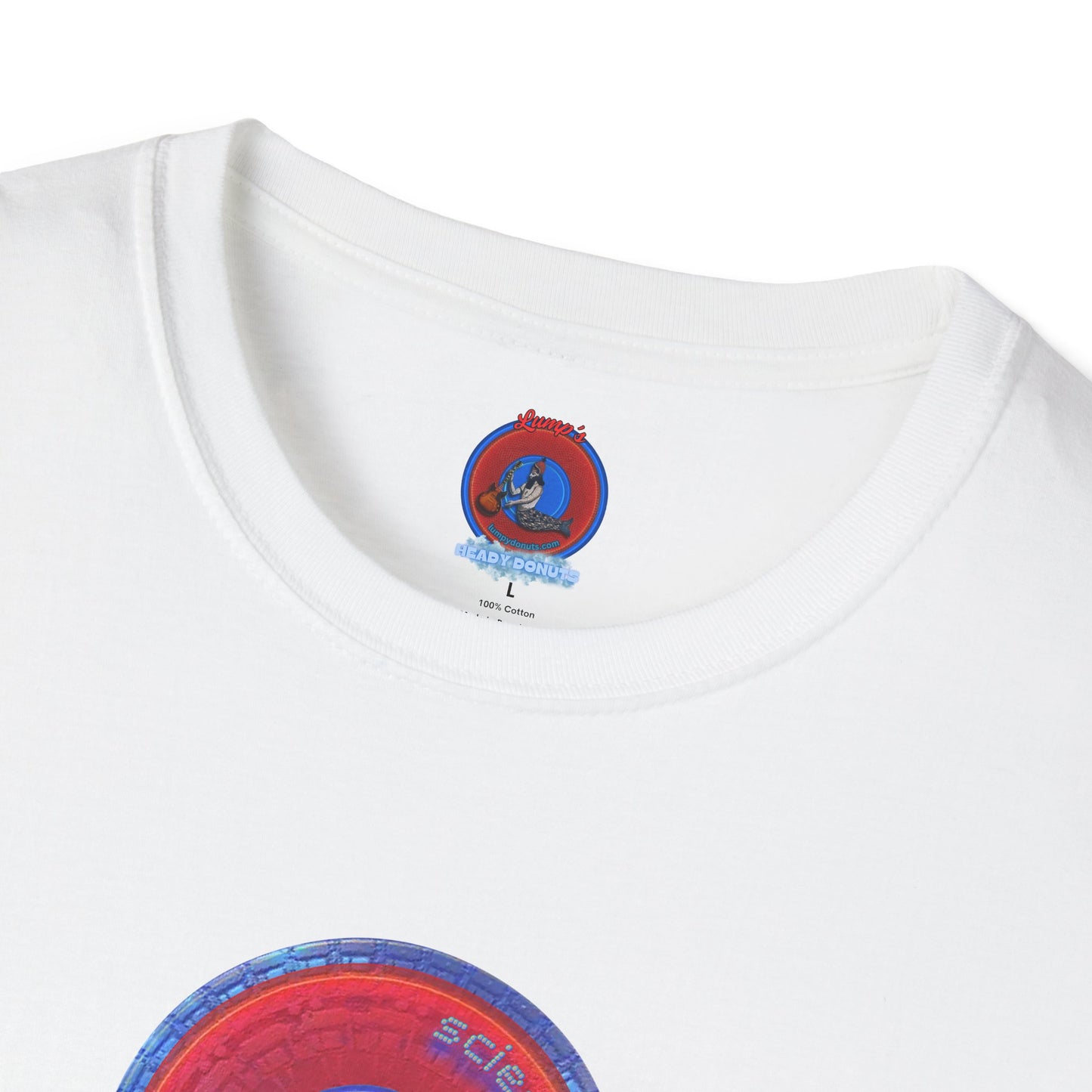 Classic Donut Tee - Unisex Soft-Style - "Tube Donuts" - series 1.0 - red donut/lighter blue bordering