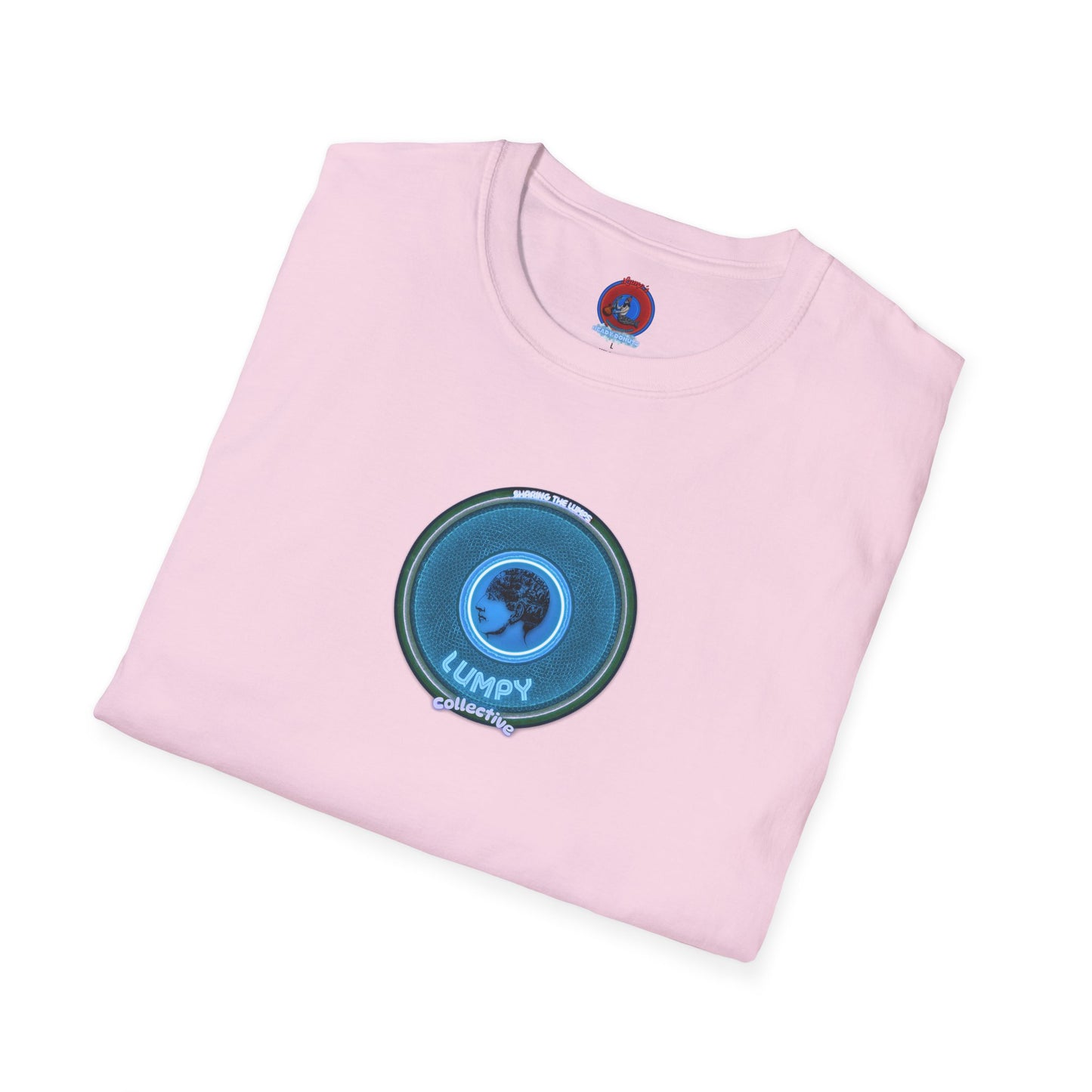Classic Donut Tee - Unisex Soft-Style - "Lumpy Collective Donut" - aquamarine blue/green lumpy donut - variant 3