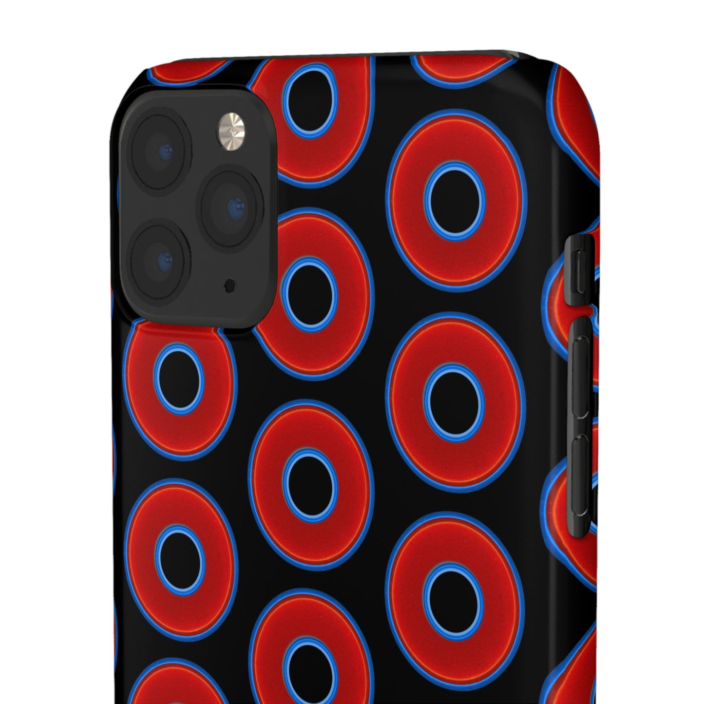 Lumpy Donut Snap Case - red vivid donut print w/black background