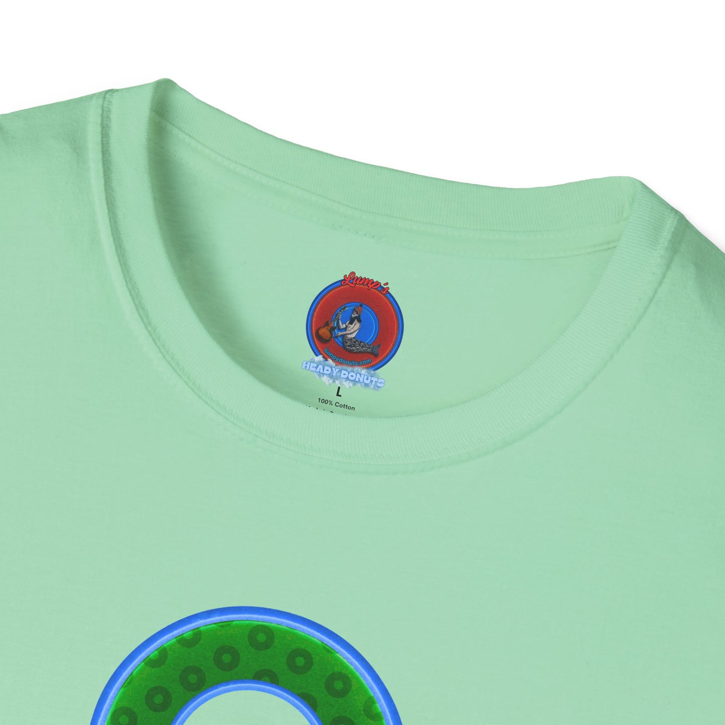 Plain Donuts/Unisex Soft-Style - "Plain Wide Mouthed Paradoxical Donuts" - green/light blue donuts