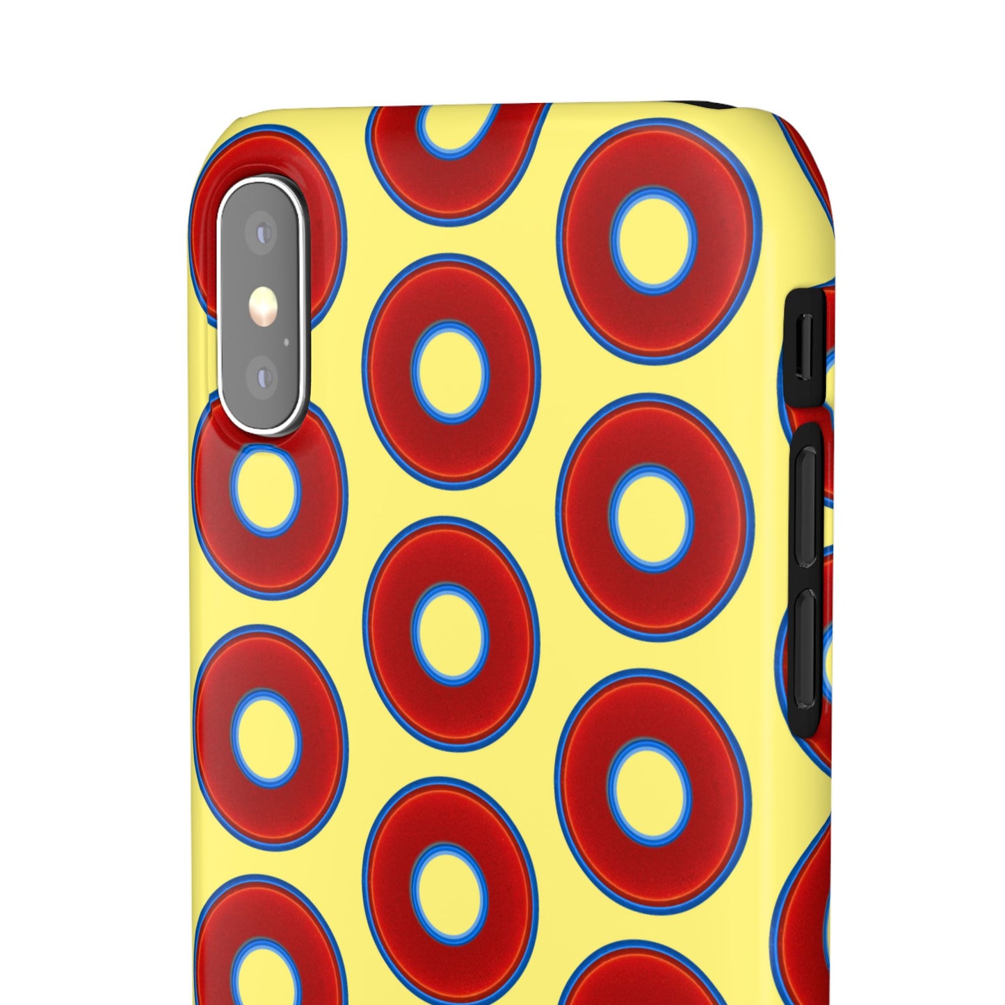 Lumpy Donut Snap Case - red vivid donut print w/yellow background