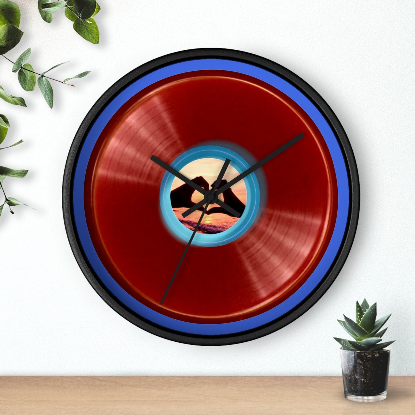 Lumpy Wall Clock - "Waste of a Perfectly Good Clock" - variant 1 - red vivid donut w/royal blue background