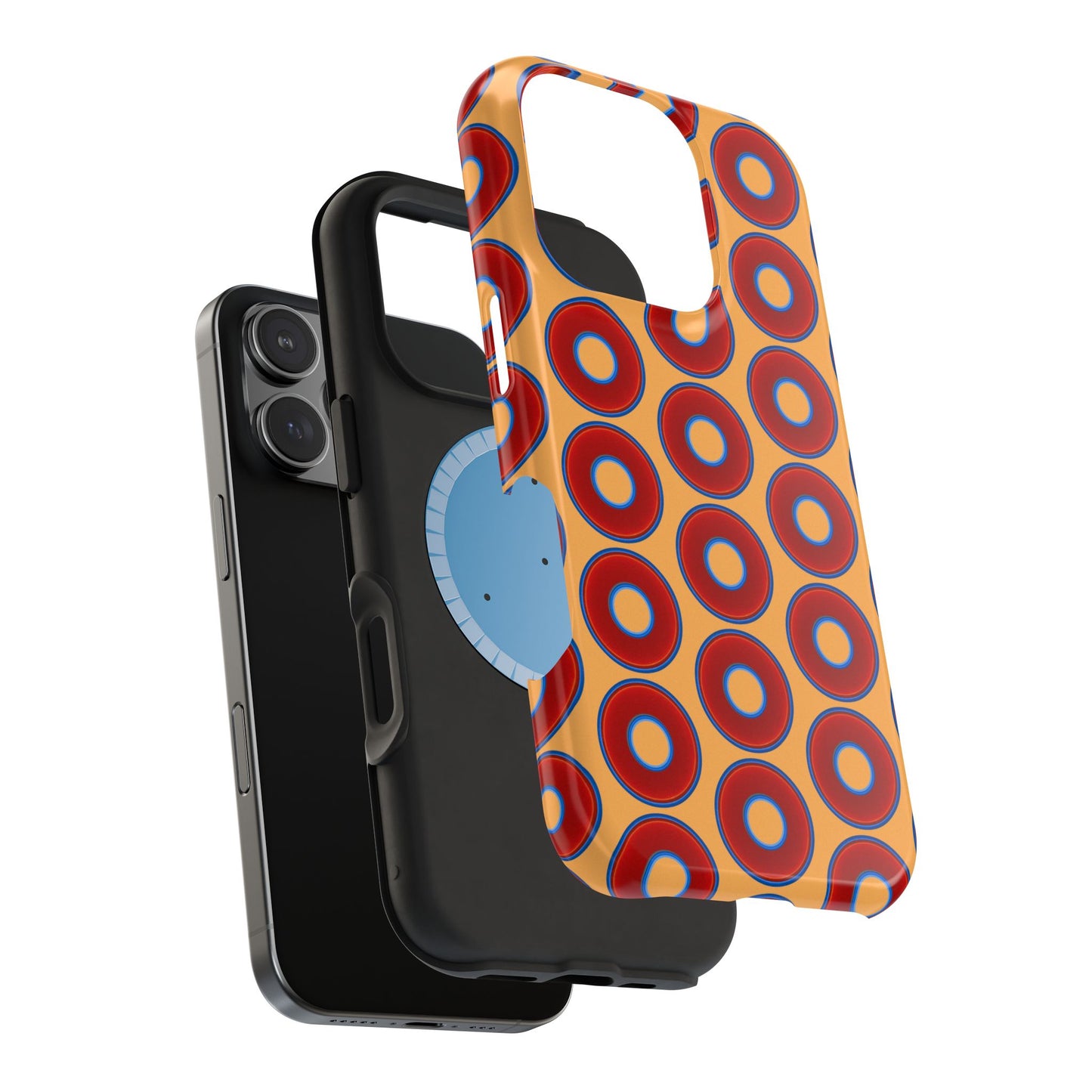 Magnetic Tough Donut Case - red vivid donut print w/creamsicle orange background