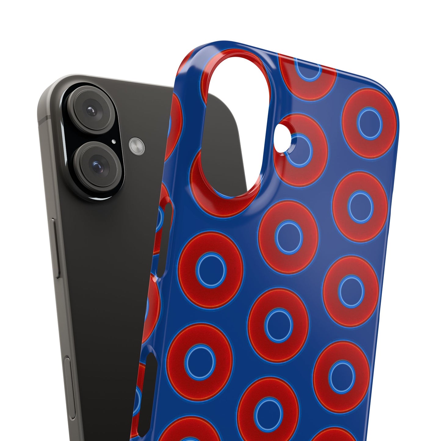 Lumpy Donut Snap Case - red vivid donut print w/dark blue background
