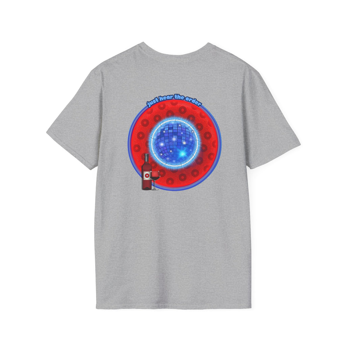 Classic Donut Tee - Unisex Soft-Style - "The Skipper's Donut" - red/blue paradoxical widemouthed donut - variant 1