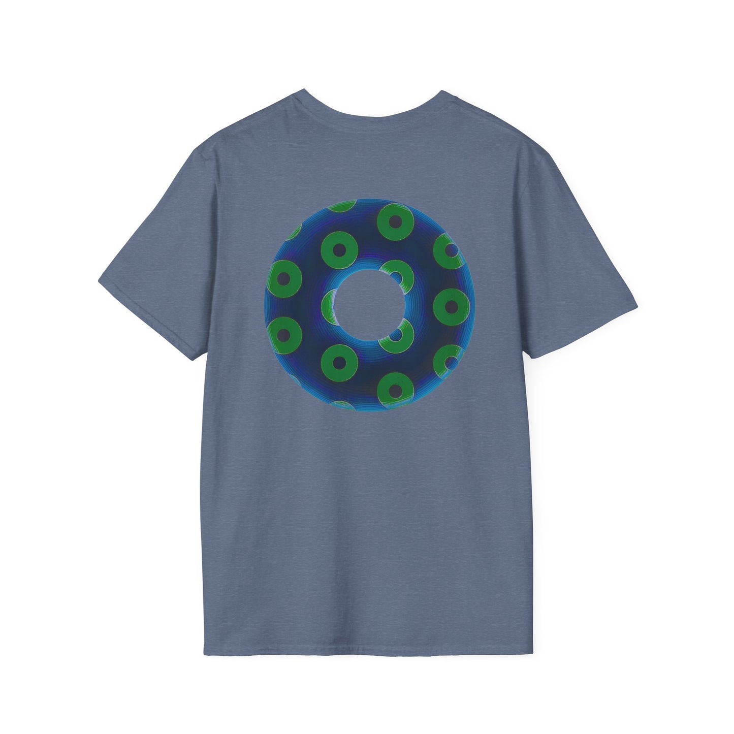Plain Donuts/Unisex Soft-Style - "Plain Blimpy Paradoxical Donuts" - dark blue/lime green donuts