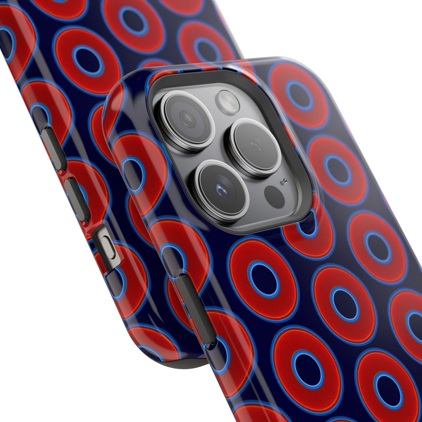 Magnetic Tough Donut Case - red vivid donut print w/midnight blue background