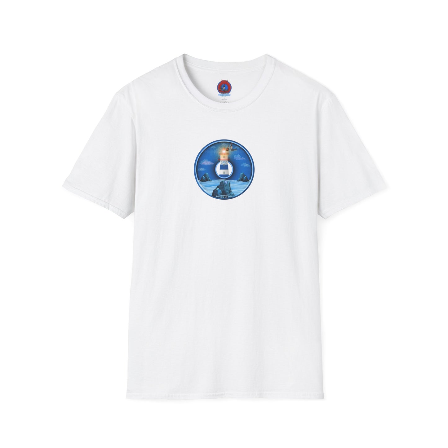 Classic Donut Tee - Unisex Soft-Style - "Merriweather Crab Pâté Feast Donuts" - surreal blue/blue cartoon donut