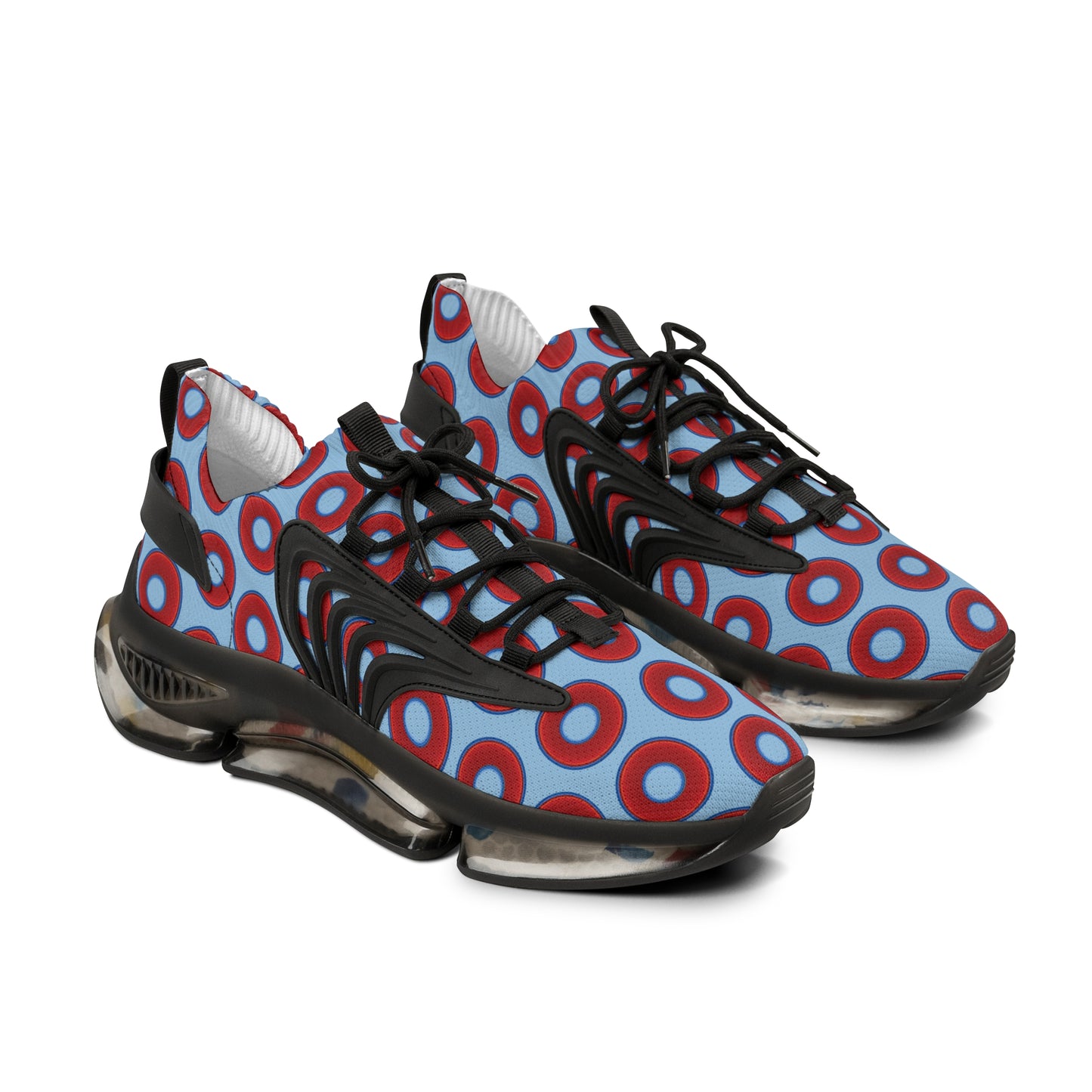 Donut Kicks - red vivid donut print w/sky blue background