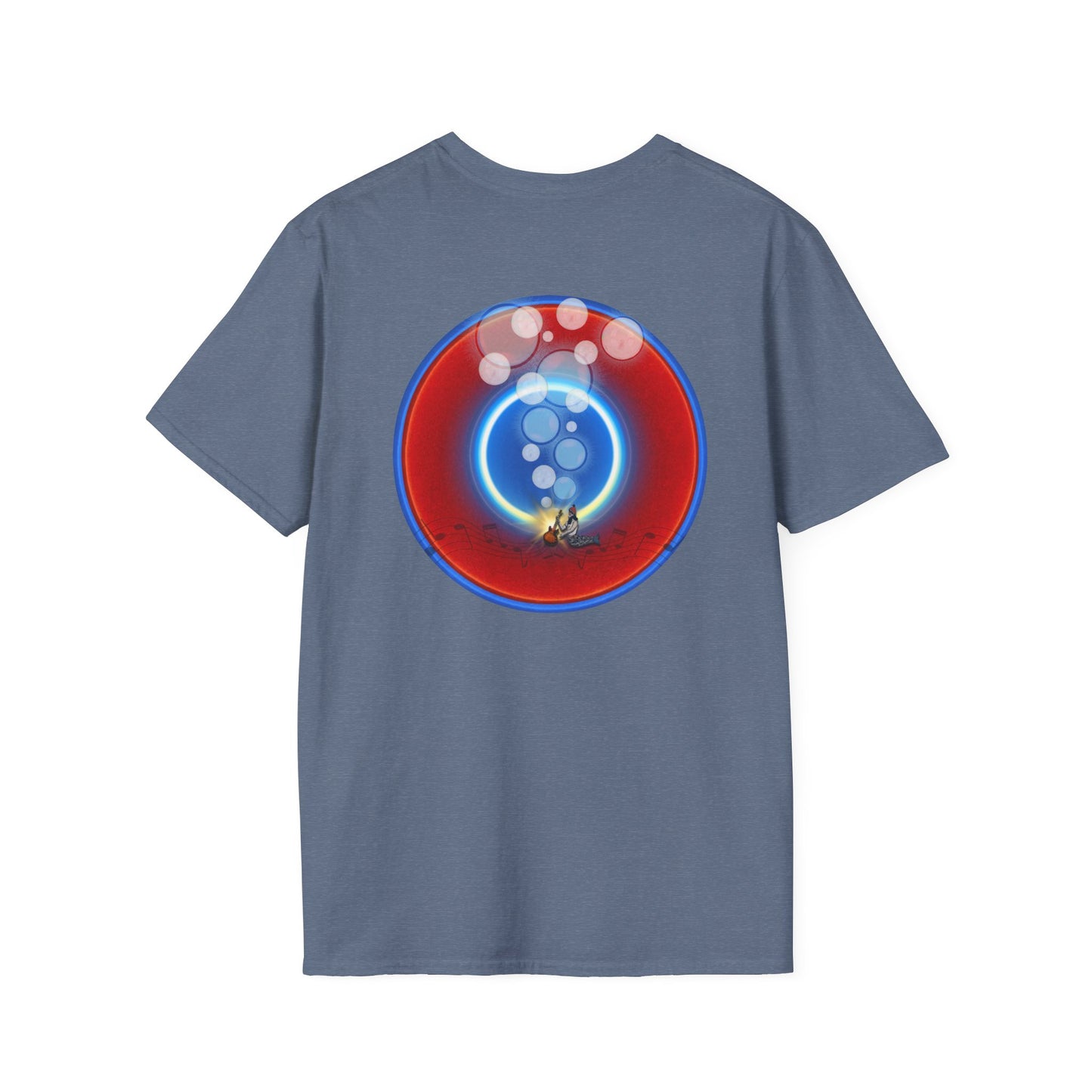 Classic Donut Tee - Unisex Soft-Style - "Bubbler's Donut Tee" - vivid red/blue donut