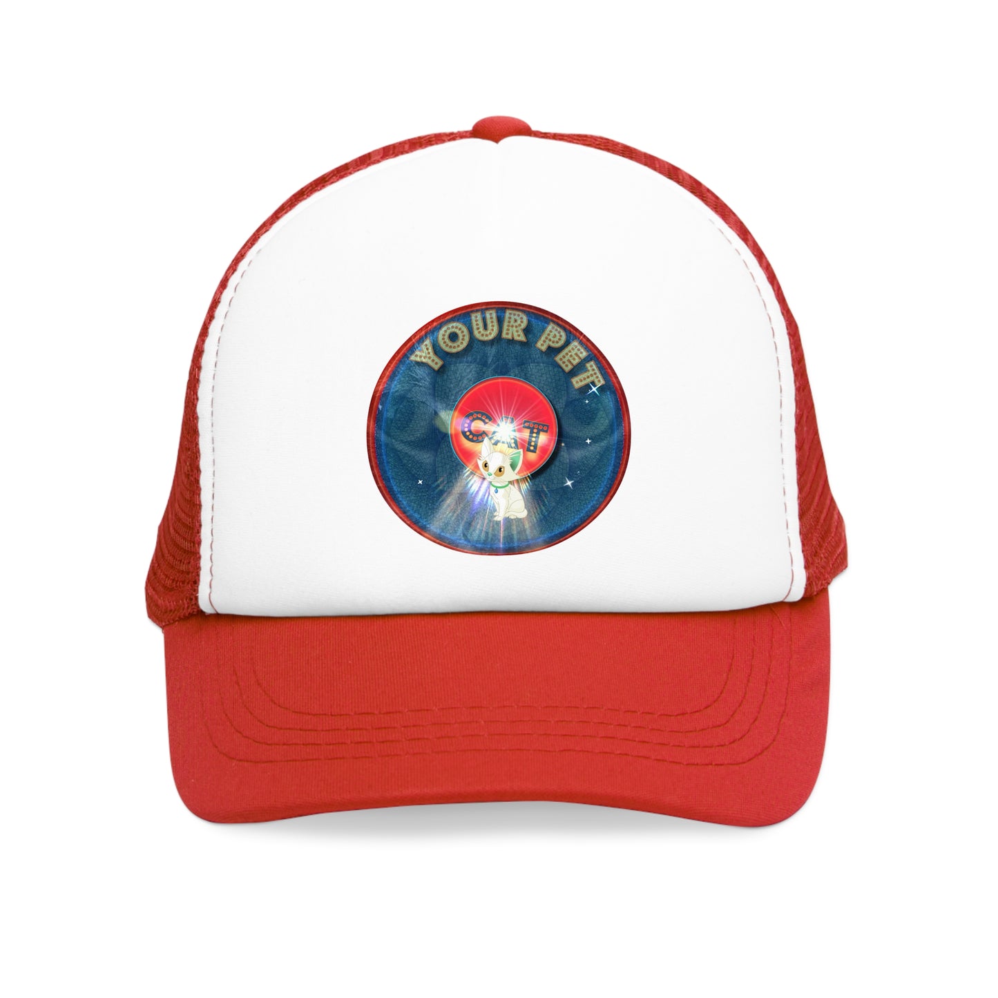 Lumpy Trucker Hat - "Ancient Egyptians were Right about Cats" - blue donut
