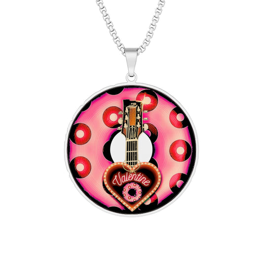 Lump's Heady Donut Necklace - 1" x 1" Stainless Steel Pendant - "Would You be my Donut?" - hot magenta/dark magenta blimpy paradox donut - variant `