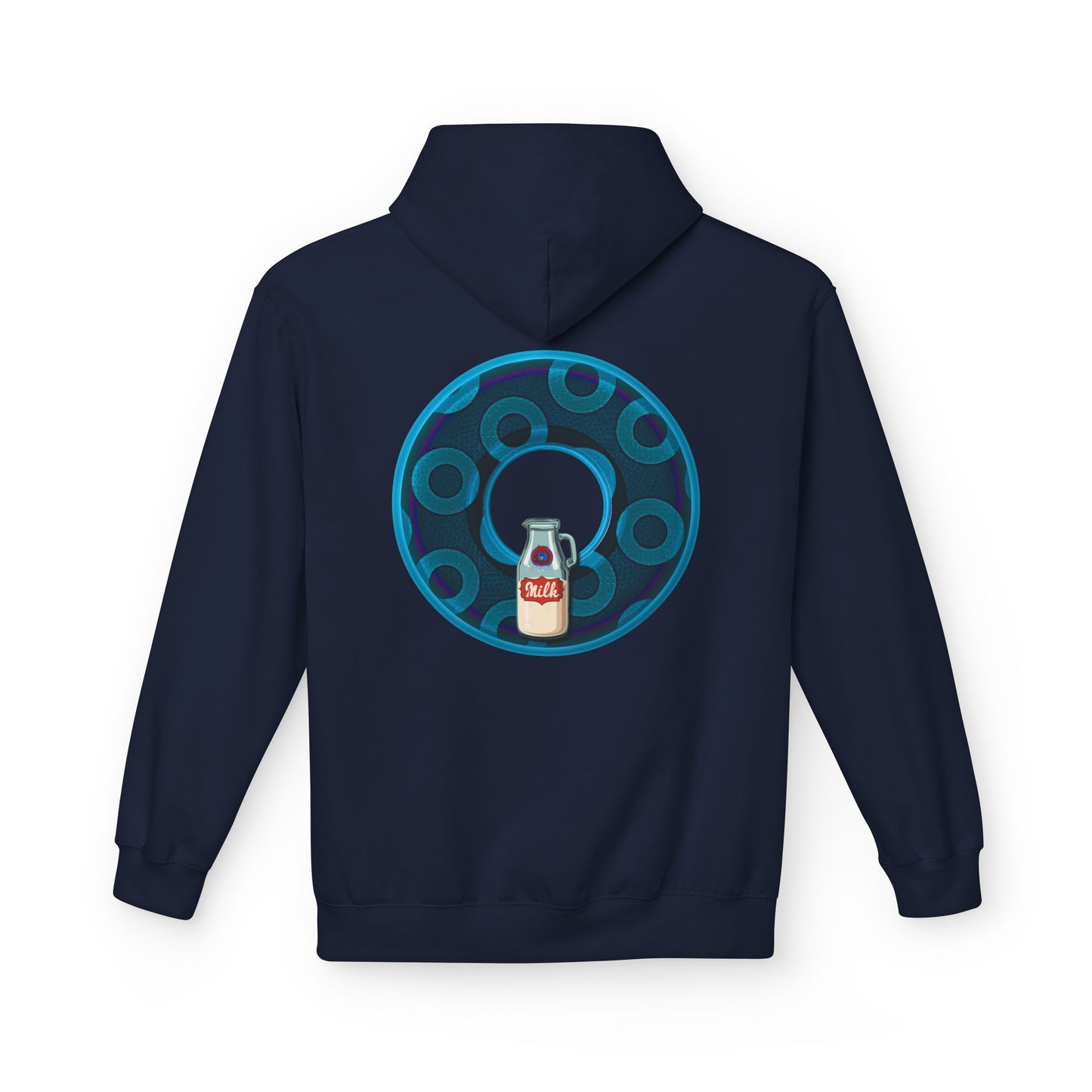 Fleece Harry Hoodies [Midweight Soft-style] - "Wooked Cream Dairy - YEMSG Donut" - blue/blue rustic paradox donut - variant 7
