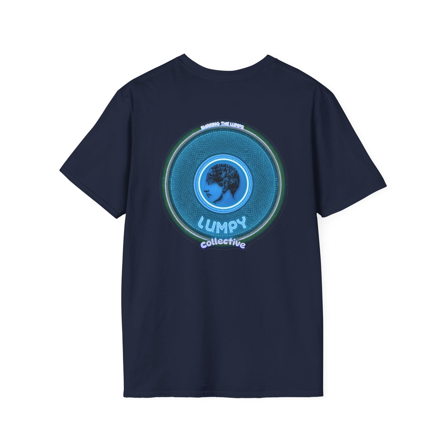 Classic Donut Tee - Unisex Soft-Style - "Lumpy Collective Donut" - aquamarine blue/green lumpy donut - variant 3